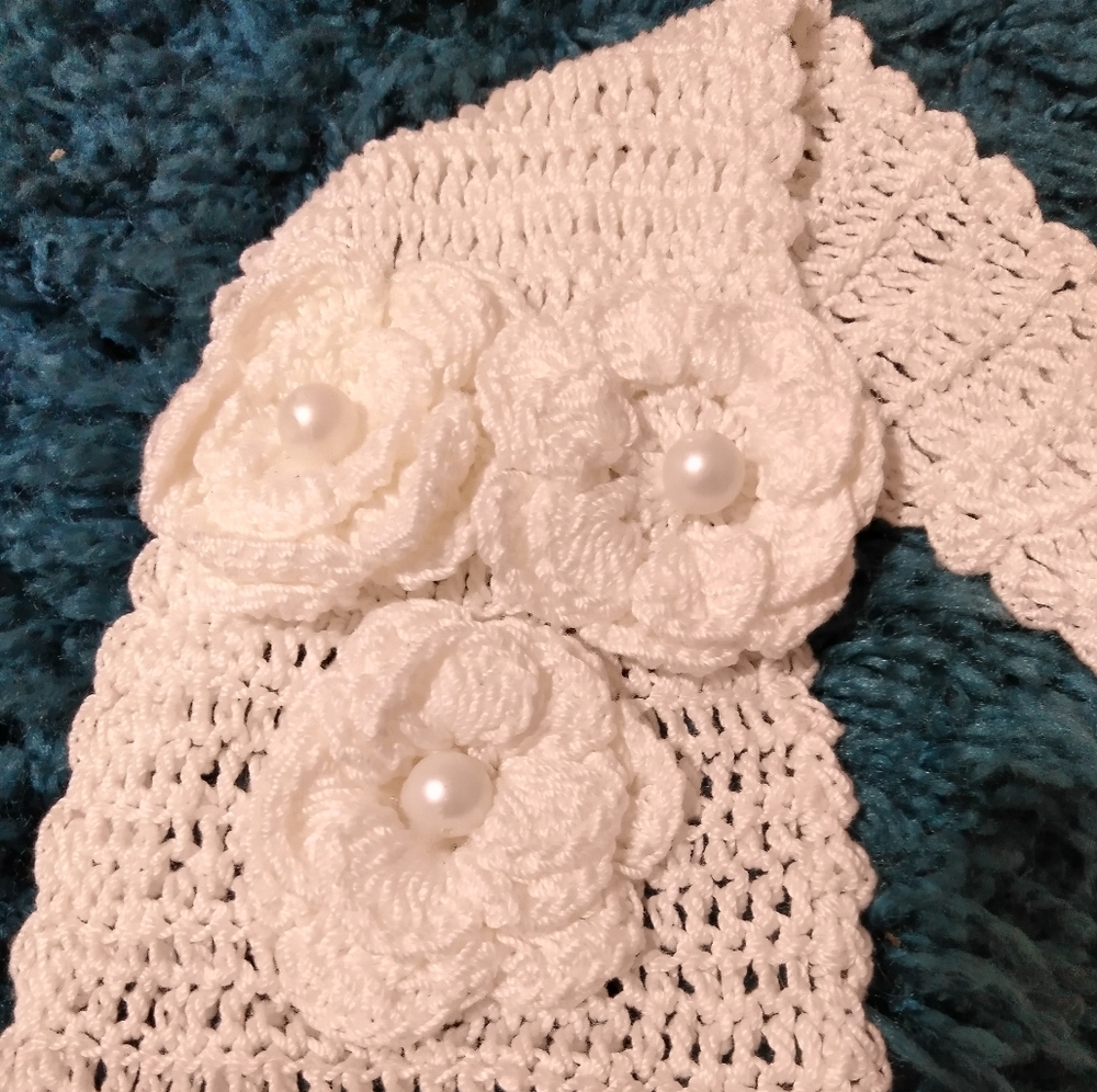 Knitted White Headband for Girls